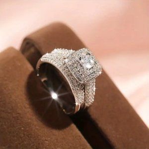 Luxury Shiny Zircon Women's Ring Wedding Engagement Ring Jewelry Gift